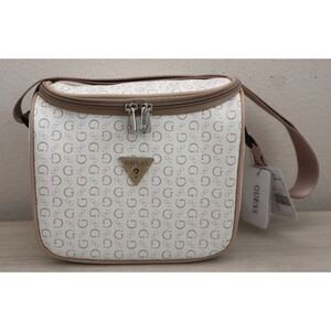 GUESS V7200069 White/Taupe Junction Travel Zip Around Lunch Box w/Carrying Strap